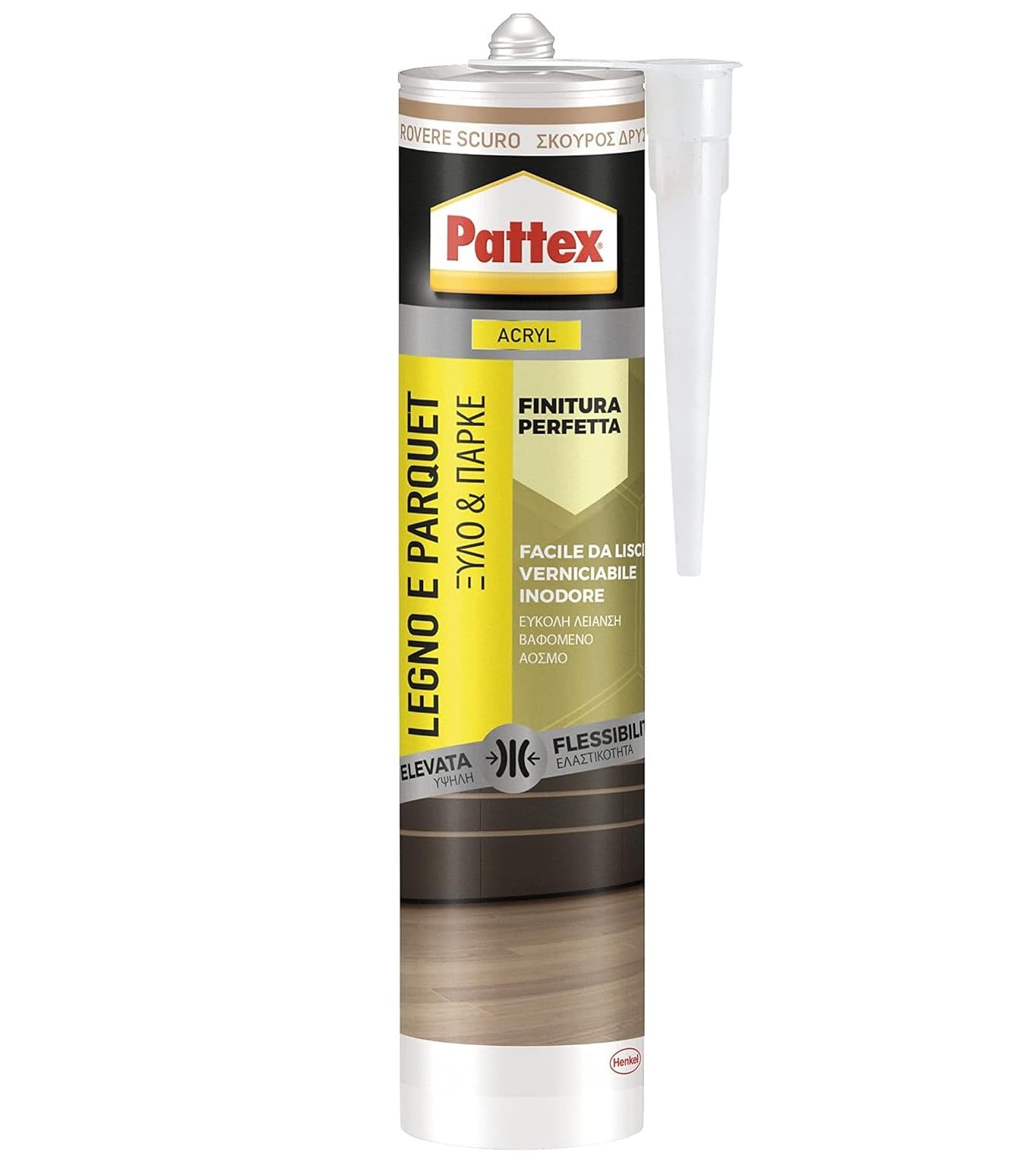 Pattex Sigillante Acrilico Legno&Parquet, Silicone per Legno, Ottimo per Sigilla