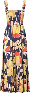 Kinstel Women's Summer Boho Spaghetti Strap Square Neck Ruffle Casual Flowy Long Dress Beach Swing Party Maxi Dress Size