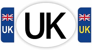 INKati UK Car Stickers 3-Pack Official Size - Incl UK Number Plate Stickers/UK Sticker for Driving Abroad/UK Car Stickers for Europe/GB Stickers for Car Europe/UK Number Plate Sticker (3pk UK)