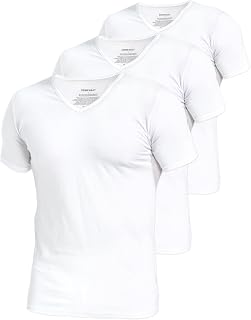 Comfneat Men's 3-Pack Elastic Vests V-Neck T-Shirts
