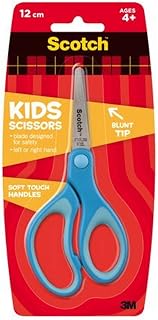 Scotch Kids Scissors, 1 Pair, Blunt, Stainless Steel, Soft Grip, Blue, 5"