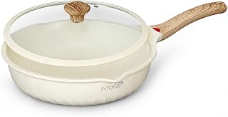 Large Deep Non Stick Frying Pan with Lid 30cm 6L Ceramic Induction Skillet