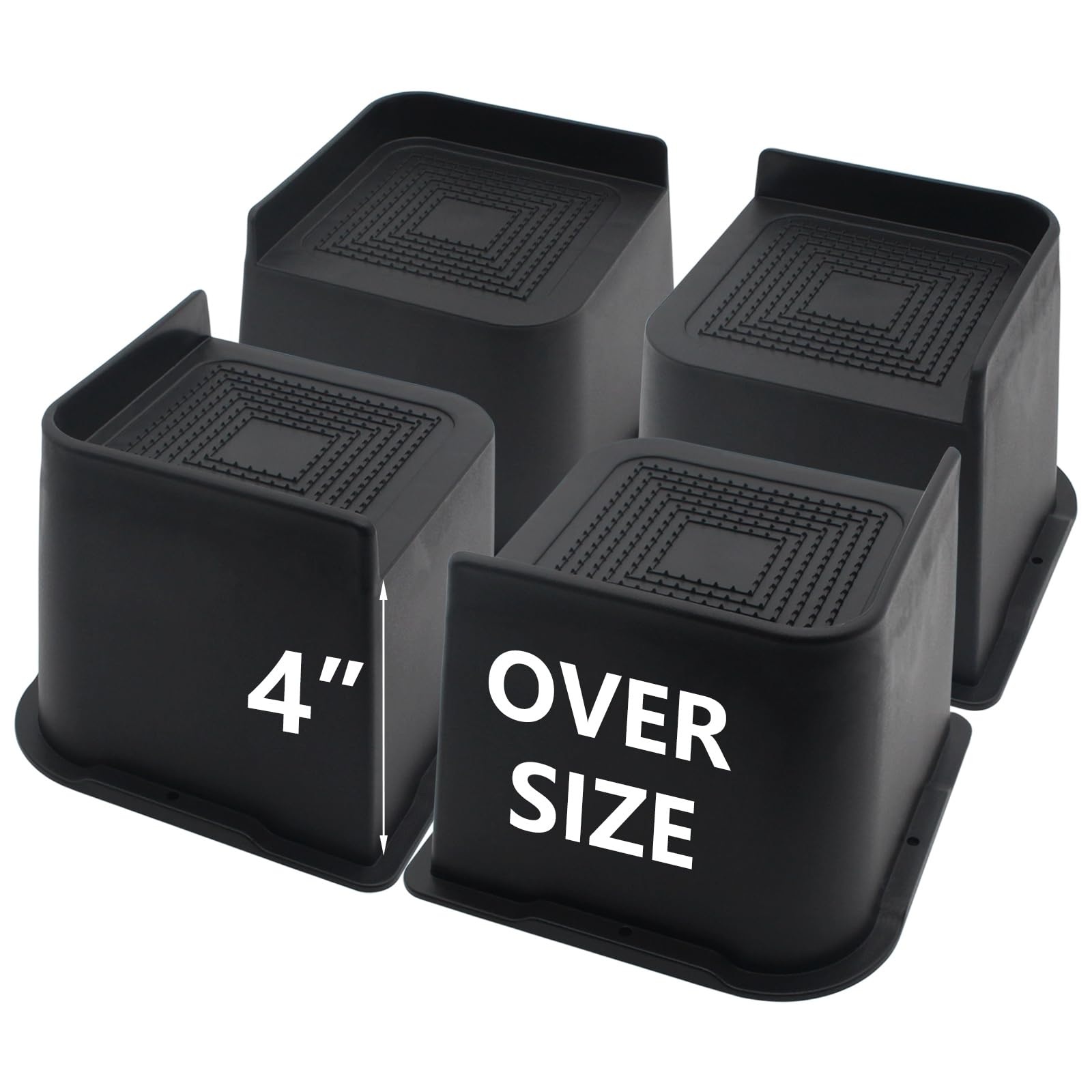 HANIHUA Bed Risers 4 inch Heavy Duty, 4 Pack Oversized Furniture Risers | 6 inch