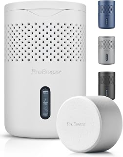 Pro Breeze Osmo® Dehumidifier - Silent & Refillable Moisture Absorber for Damp & Condensation at Home, Bedroom, Wardrobe - Bathroom Mould Remover with 700g Refillable Tablet - White