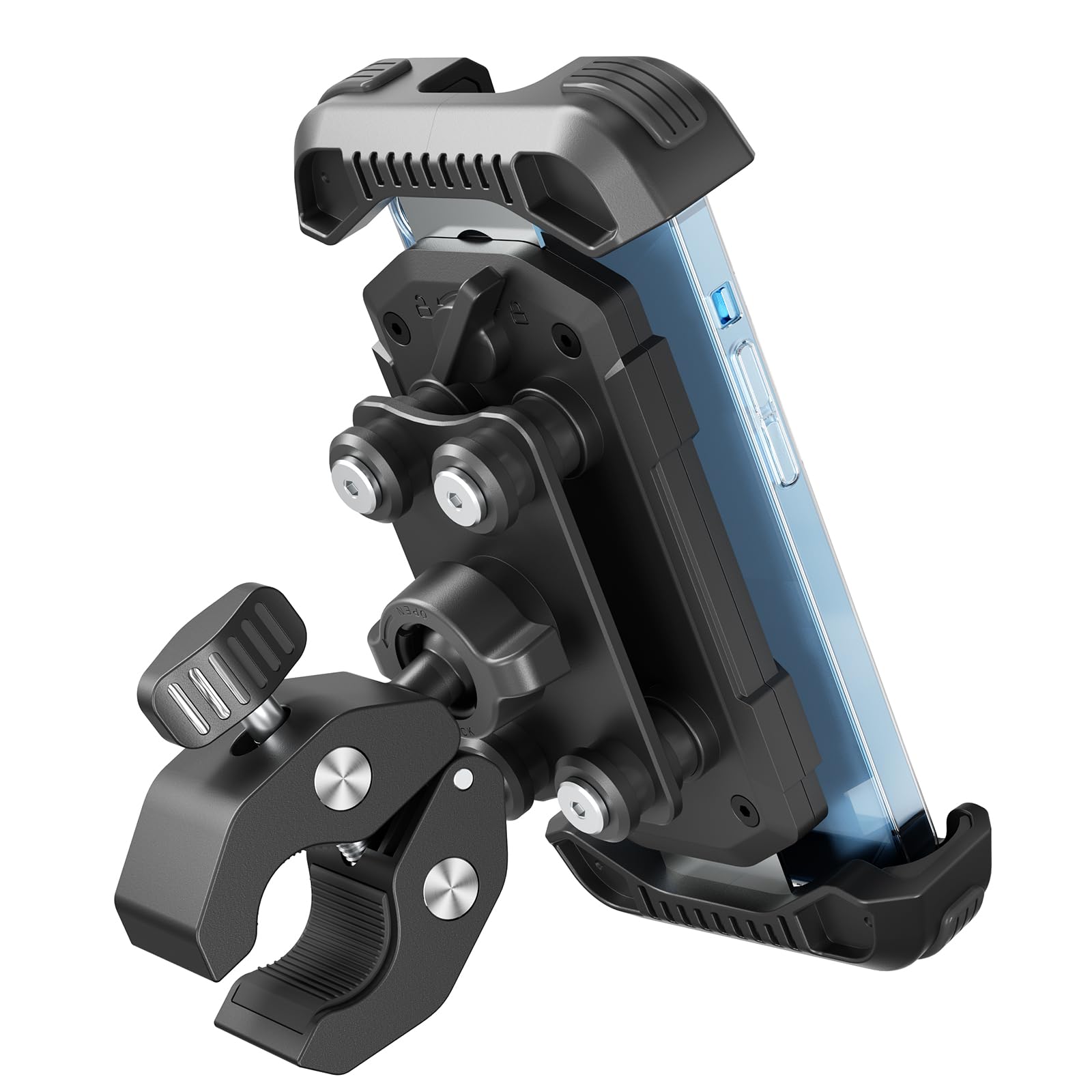 tounee Motorcycle Phone Mount - Dual Vibration Dampener, Tool-Free Bike Phone Ho