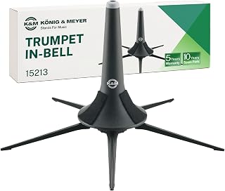 K&M König & Meyer 15213.077.55 German Made In-Bell Trumpet Stand - Black | The Five-Leg Metal Trumpet Stand Provides A Stable Base And Compact In-Bell Storage For Easy Transport Between Performances
