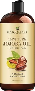 Handcraft Blends Jojoba Oil - 473 ml | 100% Pure & Natural Carrier Oil, Cold-Pressed, Hexane-Free, for Hair, Skin, Nails, Massage & Scalp Care