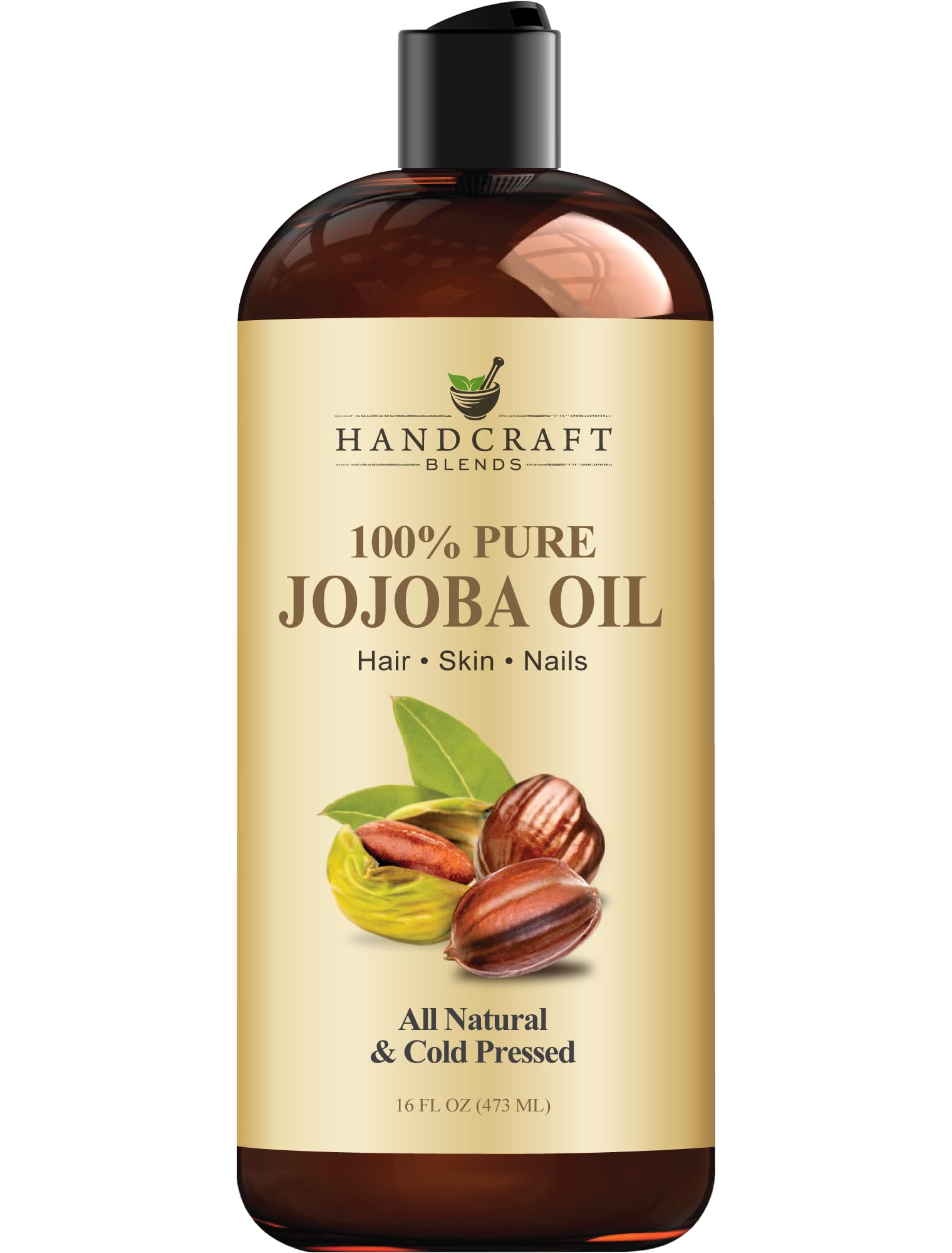 Handcraft Blends Jojoba Oil - 473 ml | 100% Pure & Natural Carrier Oil, Cold-Pre