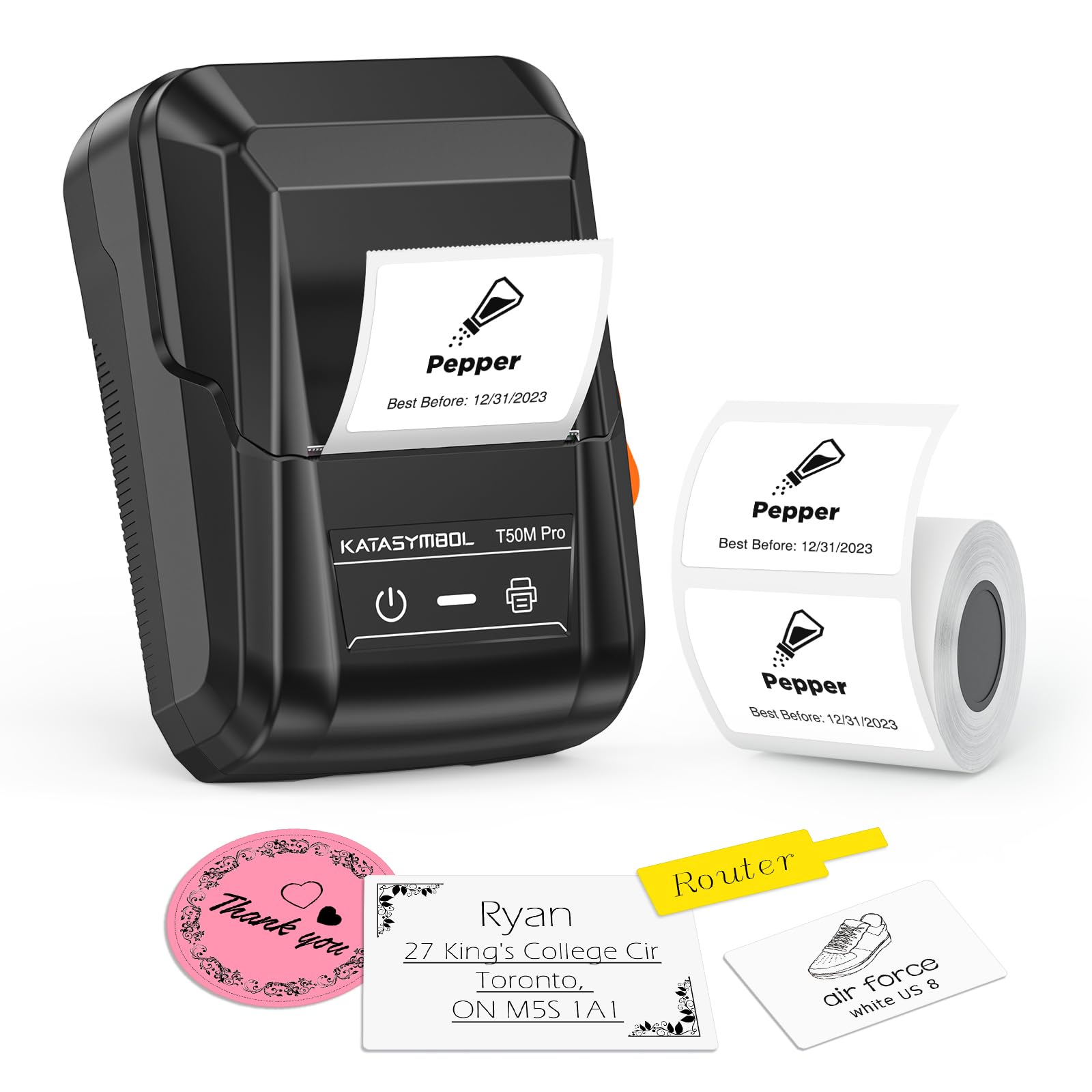 SUPVAN T50M Pro Bluetooth Label Maker Machine with Tape, Black | Wide Waterproof