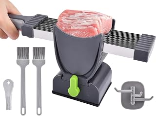 17-in-1 Fresh Meat Slicer, Stainless Steel Adjustable Thickness 2mm/4mm | Meat Cutter for Slicing, Striped & Dicing, for Home Cooking, BBQ, Hot Pot, Beef Pork Chicken Breast & Jerky