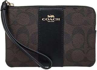 COACH WOMENS Corner Zip Wristlet In Canvas Leather