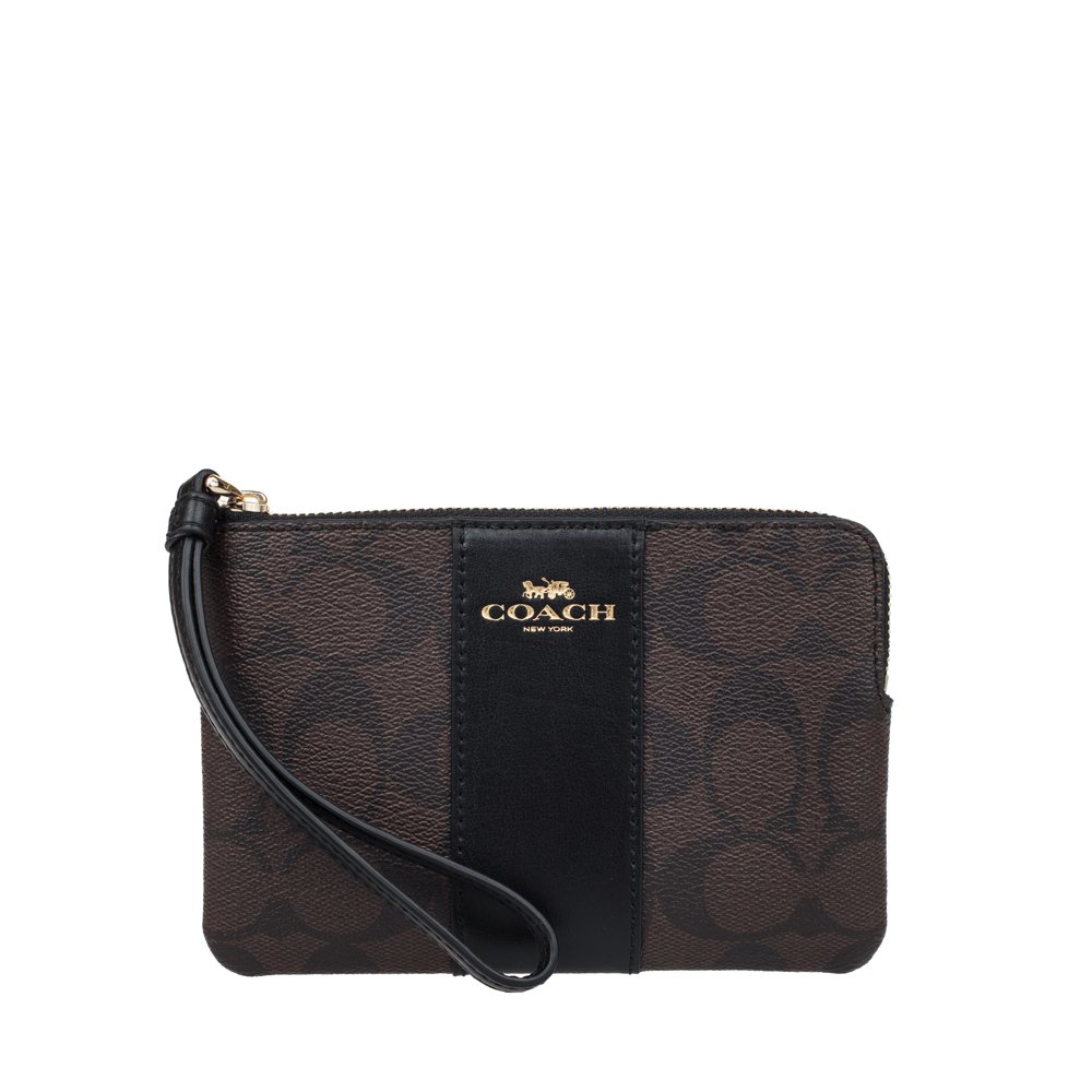 COACH WOMENS Corner Zip Wristlet In Canvas Leather
