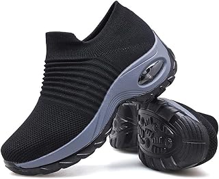 Women's Running Shoes Socks Sneakers - Mesh Slip On Air Cushion Lady Girls Modern Jazz Dance Easy Shoes Platform Loafers