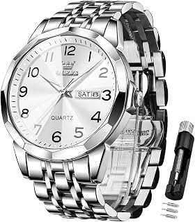 OLEVS Watch for Men Simple Business Dress Analog Stainless Steel Waterproof Luminous Date Easy Read Men Wrsit Watch