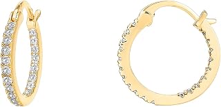 PAVOI Hoop Earrings for Women, 925 Silver, Yellow Gold, Size 15 Millimeters