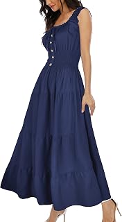 Women's 2026 Summer Boho Floral Print Tiered Casual Flowy Long Maxi Dress