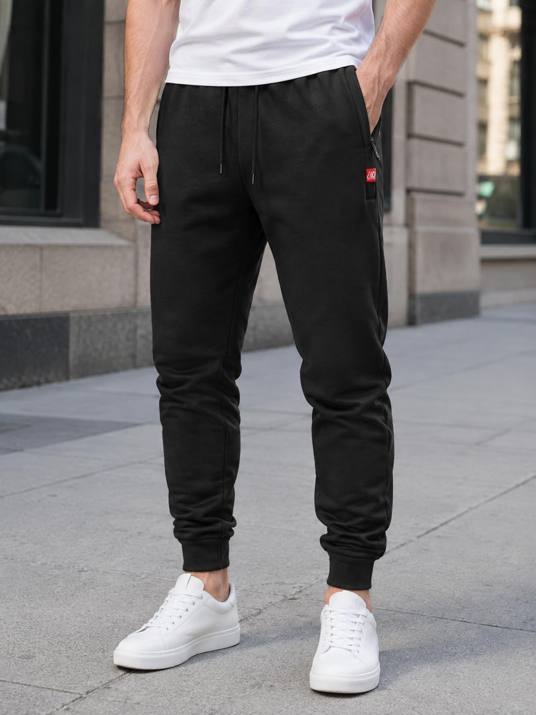 Men's Athletic Workout Jogger Sweatpants for Men with Zipper Pockets