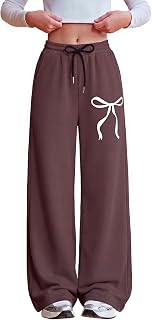 Zaclotre Girls Wide Leg Sweatpants Bow Baggy Athletic Pants with Pockets