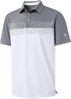 M MAELREG Golf Shirts for Men Dry Fit Performance Chest Print Color Block Moisture Wicking Casual Short Sleeve Polo Shirts