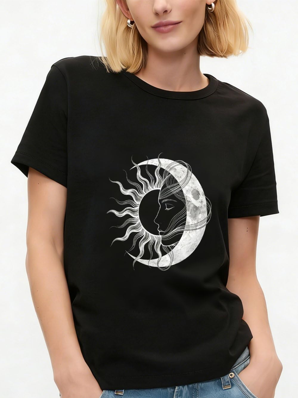 Oversized Graphic T Shirts for Women, Casual Loose Short Sleeve Round Neck Tie D