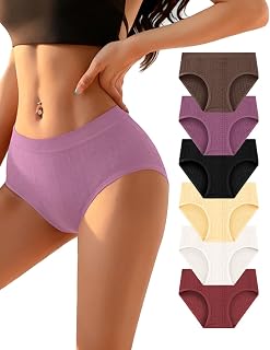6 Pack Women's Seamless Soft Stretch Mid-Rise Soft Touch Smooth Everyday Wear Knickers