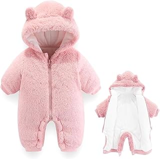 AiWMGL Baby Bear Hooded Fleece Romper Snowsuit