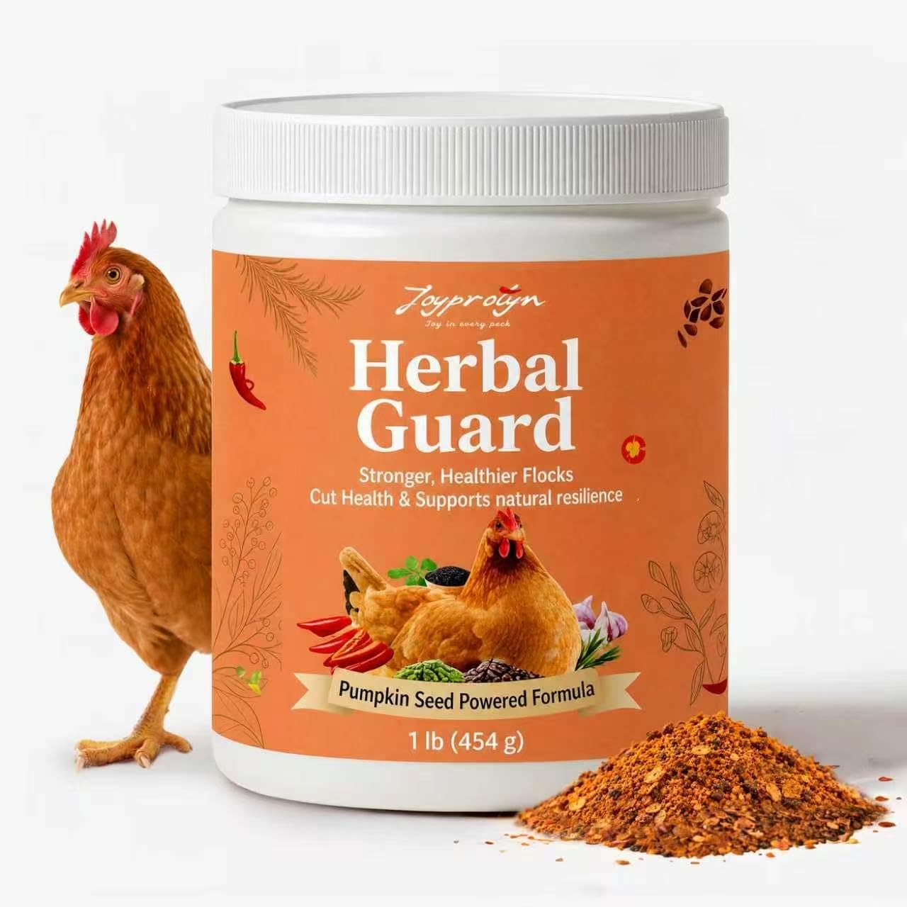 Joyprotyn 1 lb Chicken Dewormer Powder Chili Mix | Flock Care & Armor Support, N