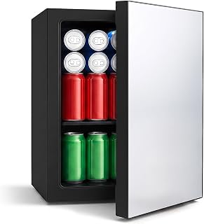 DOGHLY 0.95 Cu.Ft Mini Fridge Mirror Door for Beverages & Skincare, 24 Cans | Beverage Refrigerator with Adjustable Shelf, Precise Temp Control, Quiet, Compact Beauty Fridge for Dorm Bedroom Office