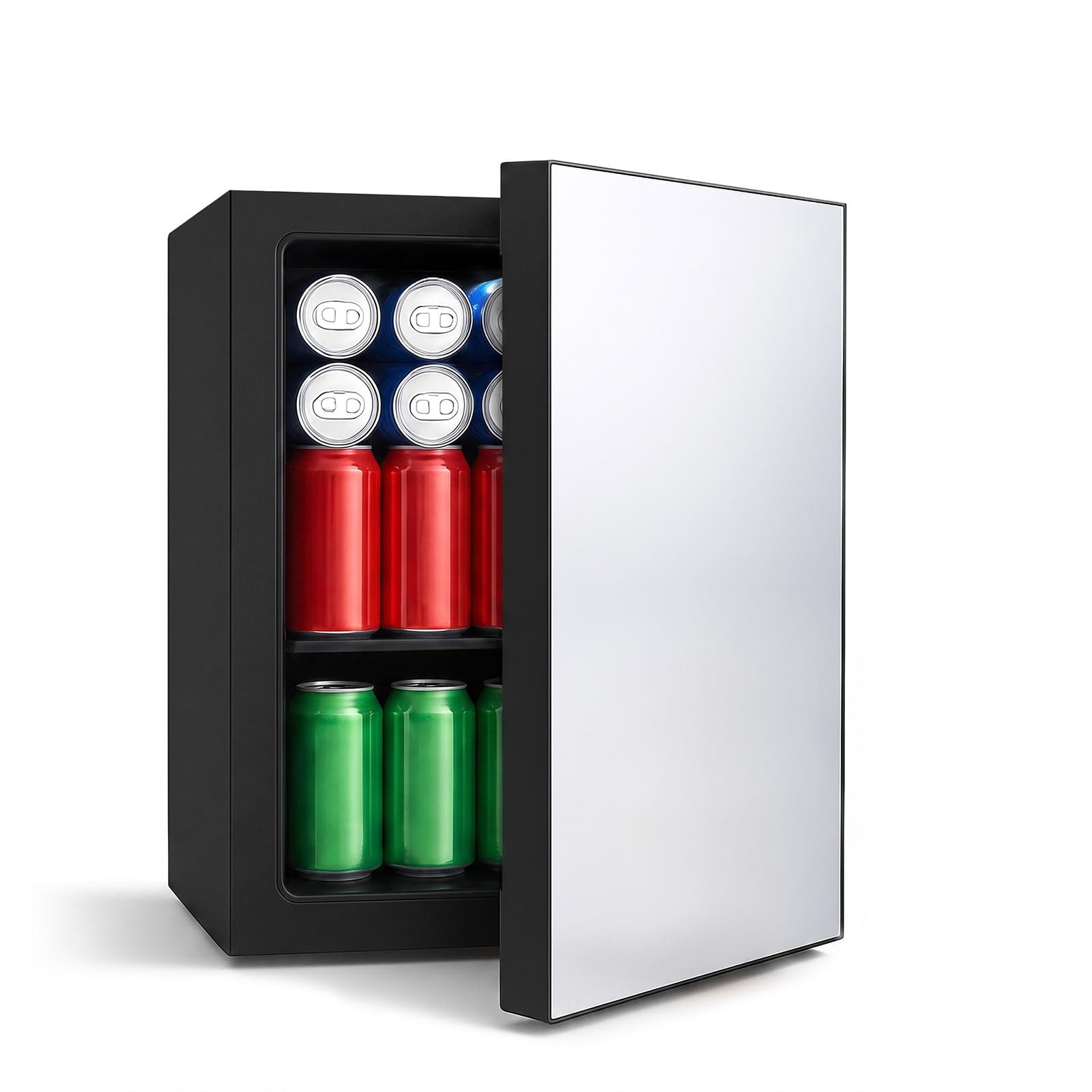 DOGHLY 0.95 Cu.Ft Mini Fridge Mirror Door for Beverages & Skincare, 24 Cans | Be