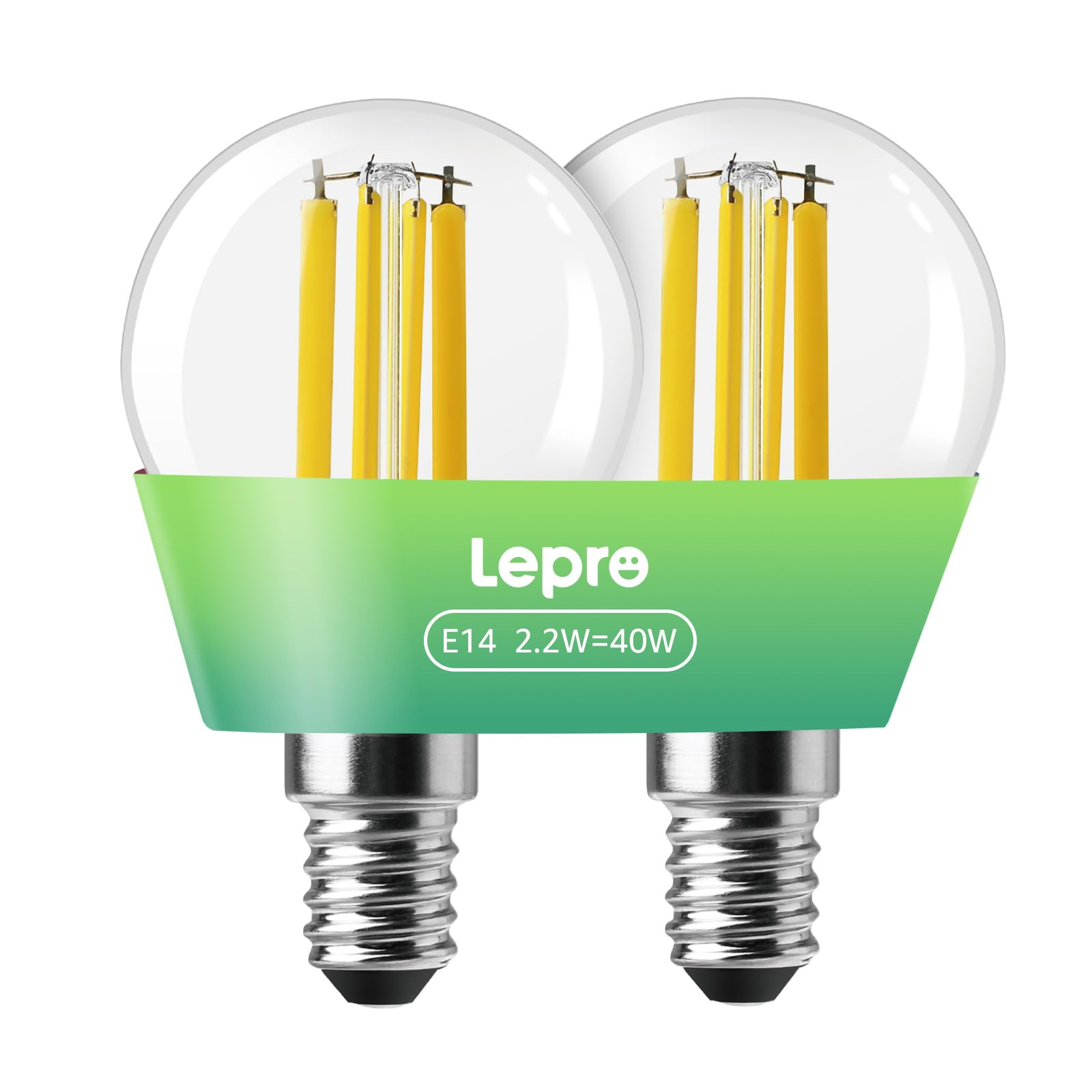 Lepro E14 Golf Ball Bulb A-Rated, Warm White, 2.2W = 40W, 470LM, Pack of 2 | Ult