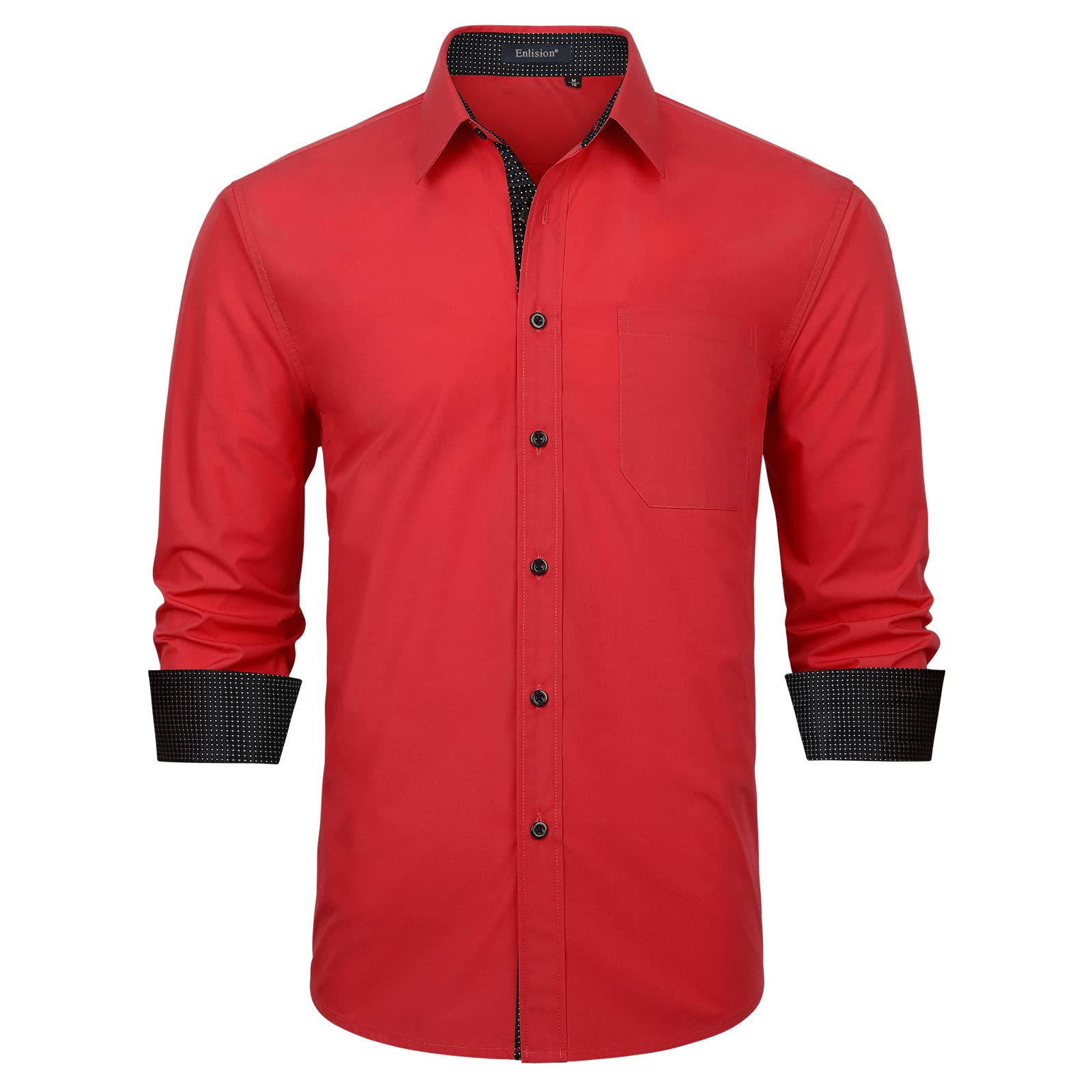 Enlision Men's Long-Sleeved Business Shirt, Regular Fit, Casual Shirt, Modern, W