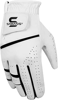 SAWANS Golf Glove Men Durable Premium Leather Left & Right Hand All Weather Grip Golf Gloves Non-Slip Flexible Golf Gloves