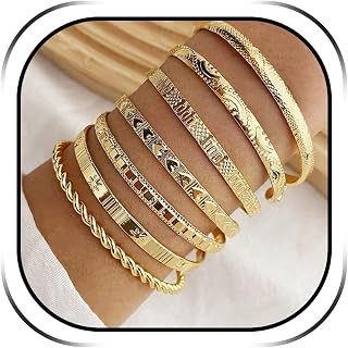 Gold Chunky Boho Rhinestone Tennis Bangle Bracelet Birthday For Women