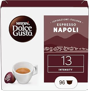 NESCAFÉ DOLCE GUSTO Espresso Napoli Caffè 96 Capsules | Strong espresso coffee intensity 13. Roasted and ground coffee 96 Nescafé Dolce Gusto Compatible Capsules