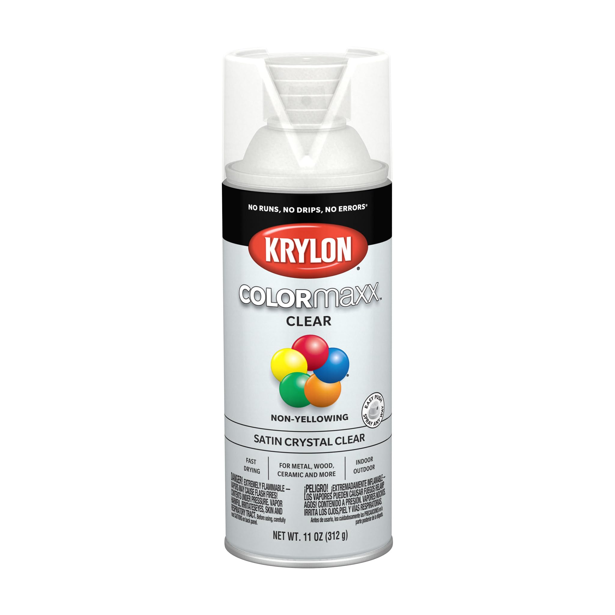Krylon K05562007 COLORmaxx Acrylic Clear Finish for Indoor/Outdoor Use, Satin Cr