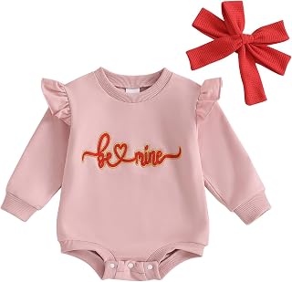 Ayalinggo Baby Girl Valentines Heart Shirt Bubble Romper Sweatshirt Onesie Newborn Valentines Day Clothes