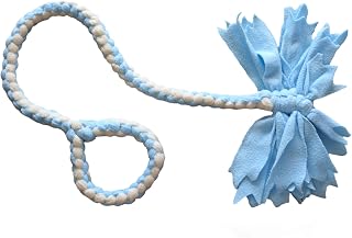 Baba&Nana Braided Fleece Dog Tug Toy, Interactive Dog Tug of War Rope, Blue | Soft fleece tug toy for dogs, durable long tug rope for daily agility training, ideal gift for puppy、medium & large dogs