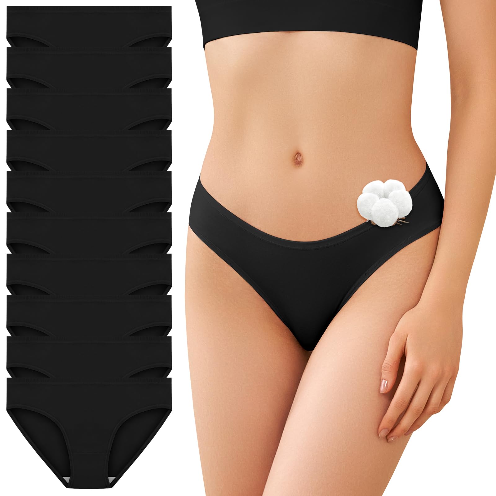 SIMIYA 7/10 Pack Cotton Underwear Women,Low Rise Knickers for Women