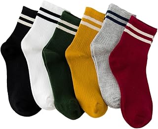 Womens Socks Cute Stripe Casual Cotton Crew Socks for Girls Ladies