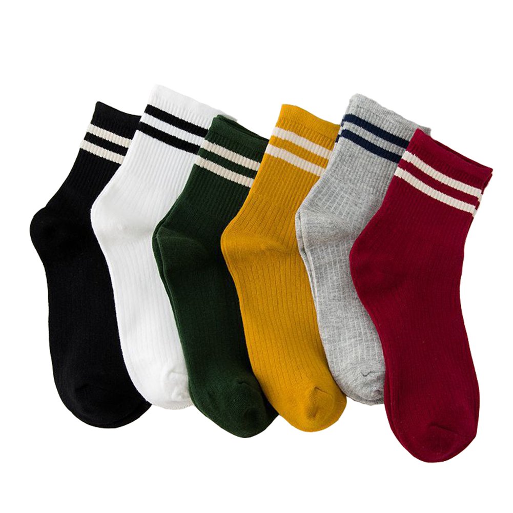 Womens Socks Cute Stripe Casual Cotton Crew Socks for Girls Ladies