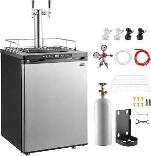 VEVOR Beer Kegerator, Dual Tap Home Draft Beer Dispenser for Ball Lock | for Home, Bar, Microbrewery, Full Size Keg Refrigerator with 5lbs CO2 Tank, Hold 2 Sixth / 2 Slim / 3 Ball Lock Keg, 162L