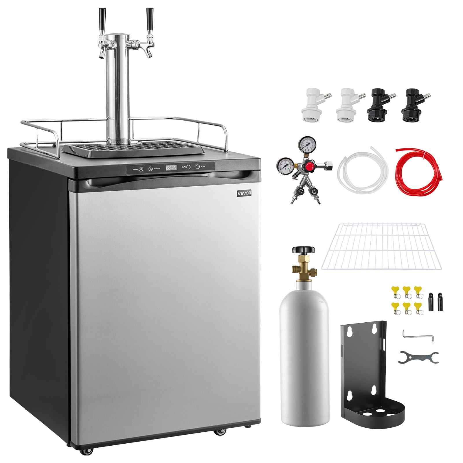 VEVOR Beer Kegerator, Dual Tap Home Draft Beer Dispenser for Ball Lock | for Hom