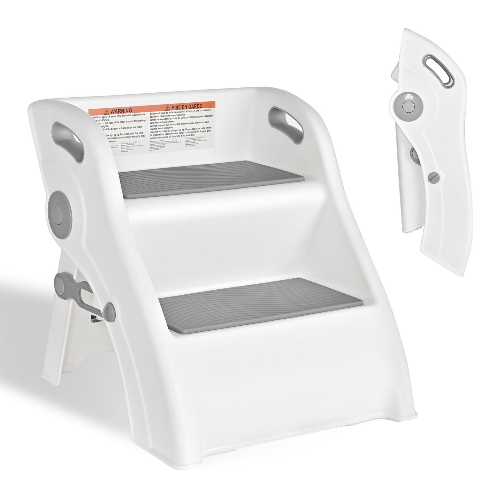 LIVINGbasics Foldable Toddler Step Stool with Handles | 2 Steps Kids Training La