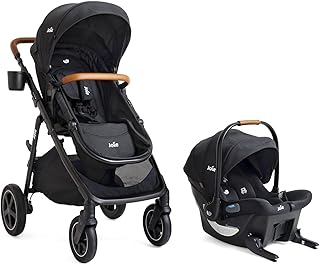 Joie Ginger DLX 4-in-1 Pramette Stroller & Mint Latch Travel System | Baseless infant car seat with rigid LATCH install, one-hand lie-flat pramette conversion stroller