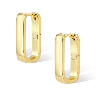 Gold Silver Hoop Earrings Women U-Shape Rhombus Wave Octagonal Hoop Earring