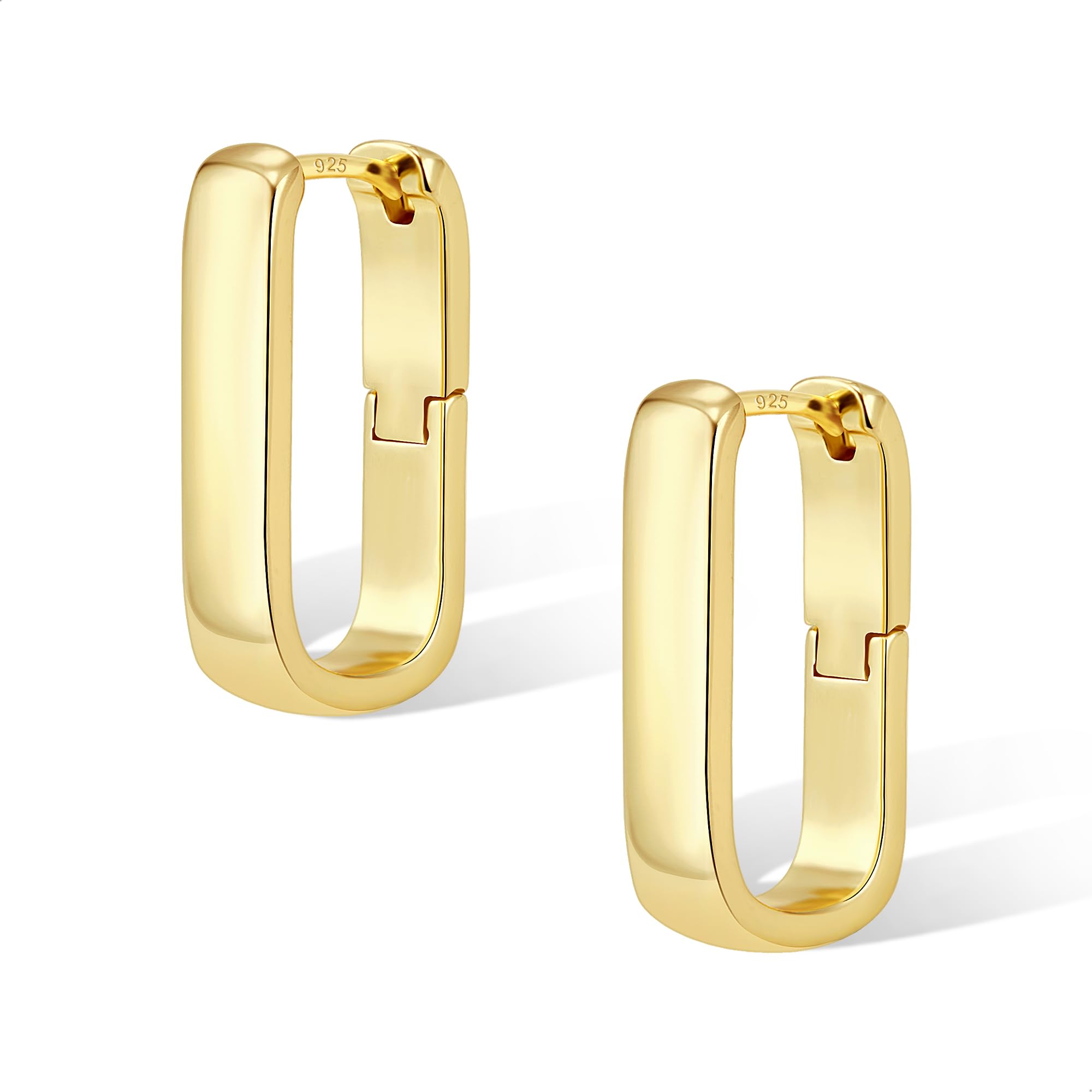 Gold Silver Hoop Earrings Women U-Shape Rhombus Wave Octagonal Hoop Earring