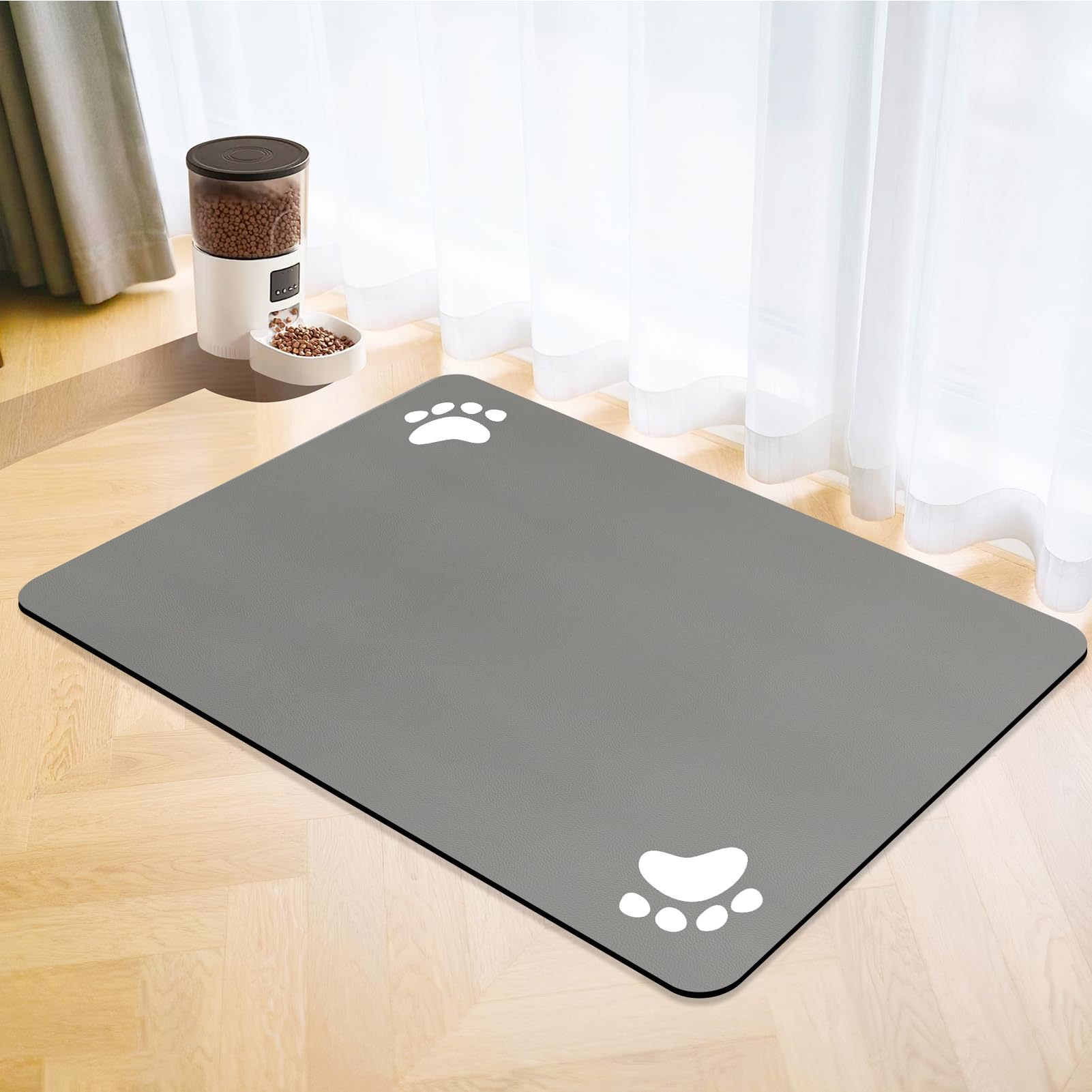Dog Food Mat,Super Absorbent Pet Feeding Mat Non Slip Pet Placemat for Food and 