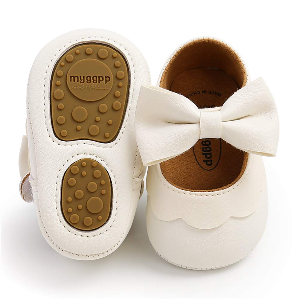 LAFEGEN Baby Girls Mary Jane Flats with Bownot Non Slip Soft Sole PU Leather New