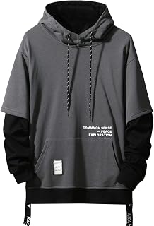Moshtashio Men's Hoodie Colorblock Pullover Sweatshirt with Design Hip Hop