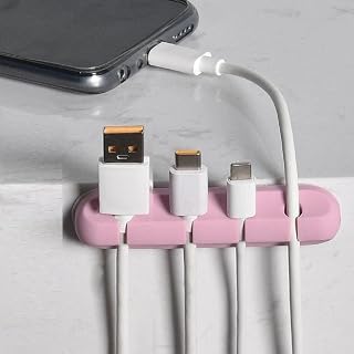 Cable Clips, Cable Organizer, Electrical Cable Management Holders, 4 Hole Silicone Wire Harness, USB Charging Accessory, Cute Cable Holder for Office and
